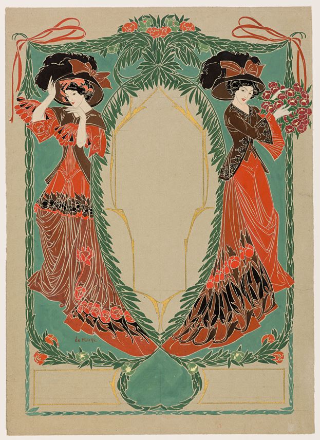 Georges  DE FEURE  - Two Elegant Women: Design for the Cover of Les Modes | MasterArt